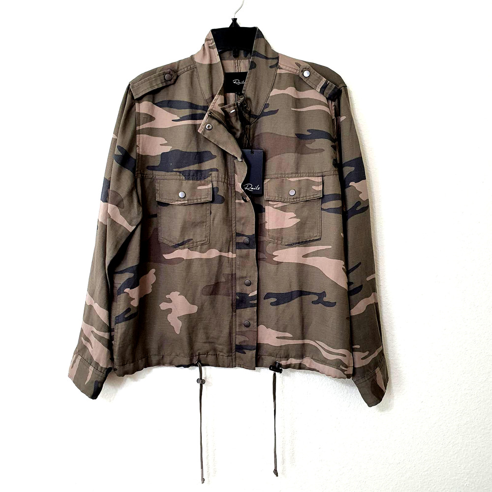 Rails Collins Sage Camo Linen Jacket Women's Size… - image 1